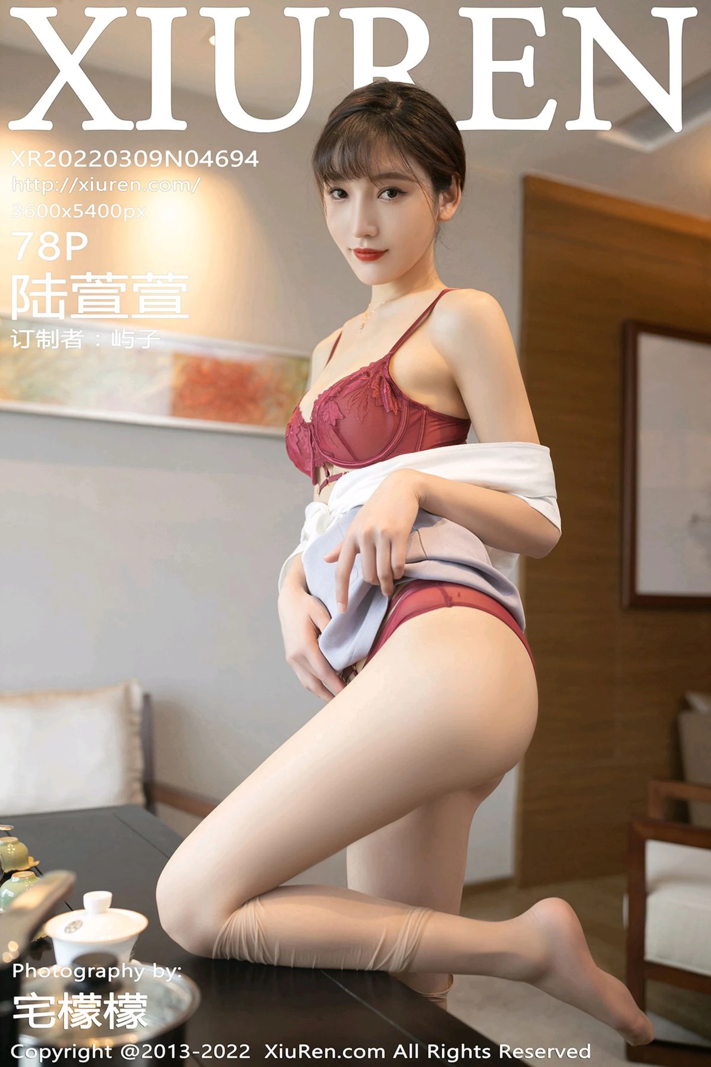 [XiuRen秀人网]No.4694_模特陆萱萱珠三角旅拍茶艺师角色扮演红色内衣配肉丝诱惑写真78P-秀人网 - XiuRen.Xyz